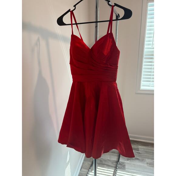 La Vetir Red Spaghetti Strap Mini Dress - Size 2 - Picture 2 of 6